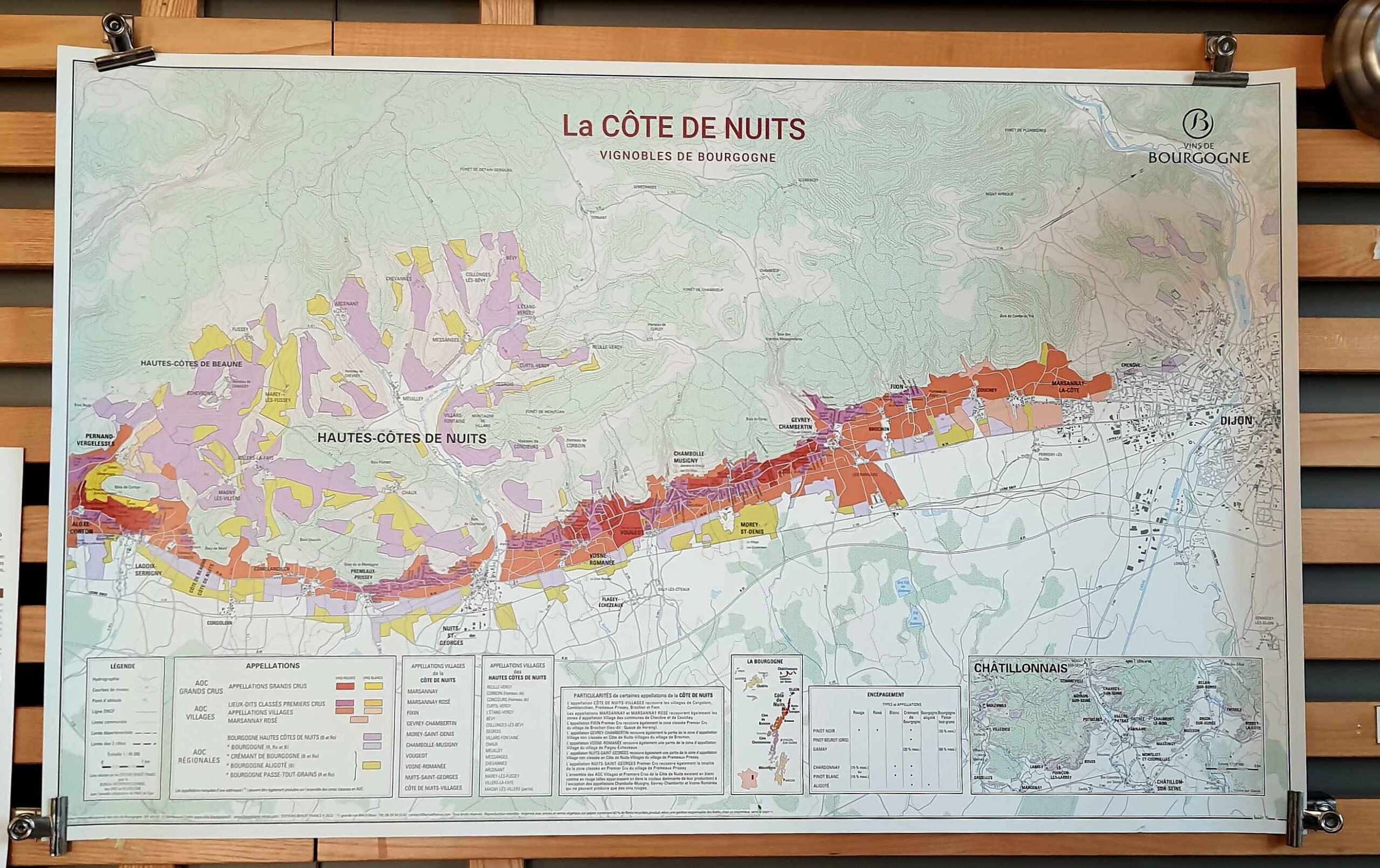 Carte du vignoble de Côte de Nuits (88×55)