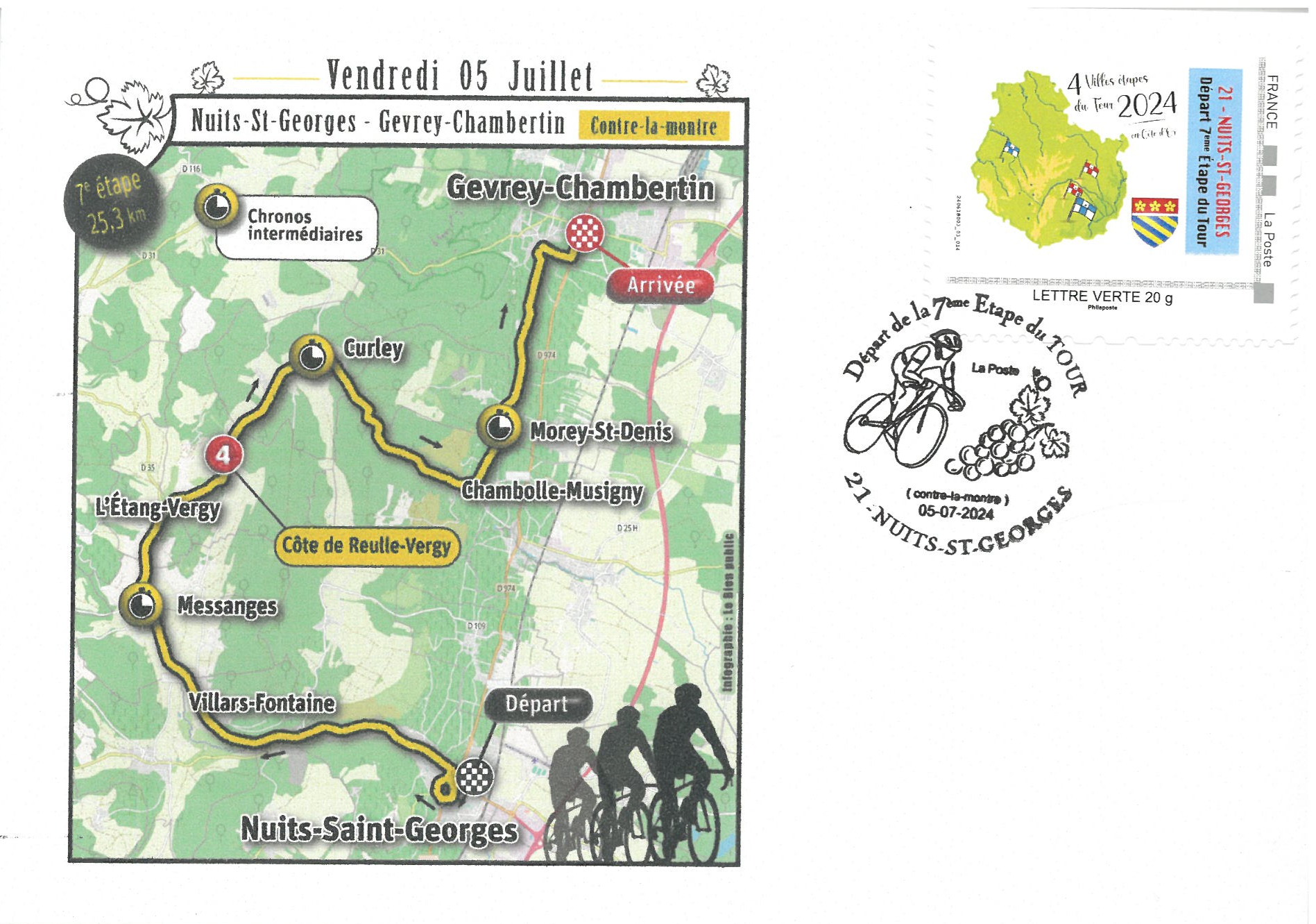 Tour de France – Enveloppe C6 avec timbre et oblitération