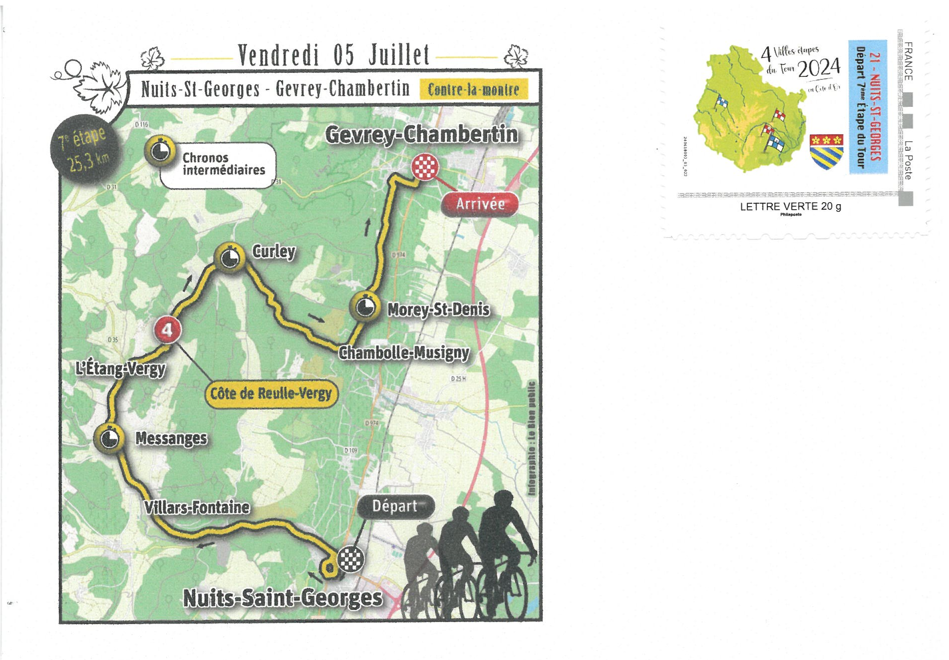 Tour de France – Enveloppe C6 avec timbre et sans oblitération