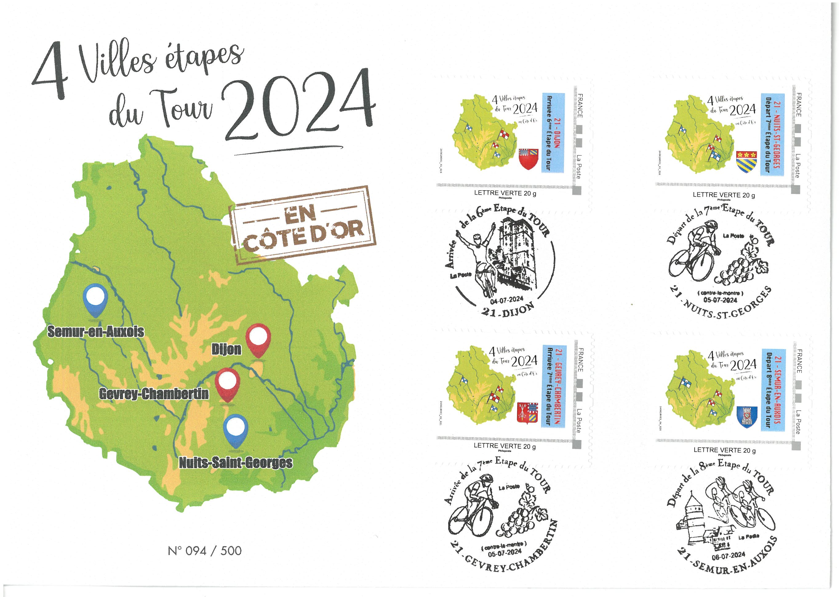 Tour de France – C5 envelope 4 stages with 4 stamps and cancellations