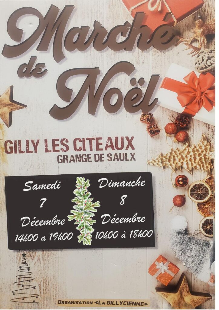 Venez découvrir le marché de Noël de Gilly-lès-Cîteaux les 7 et 8 décembre 2024