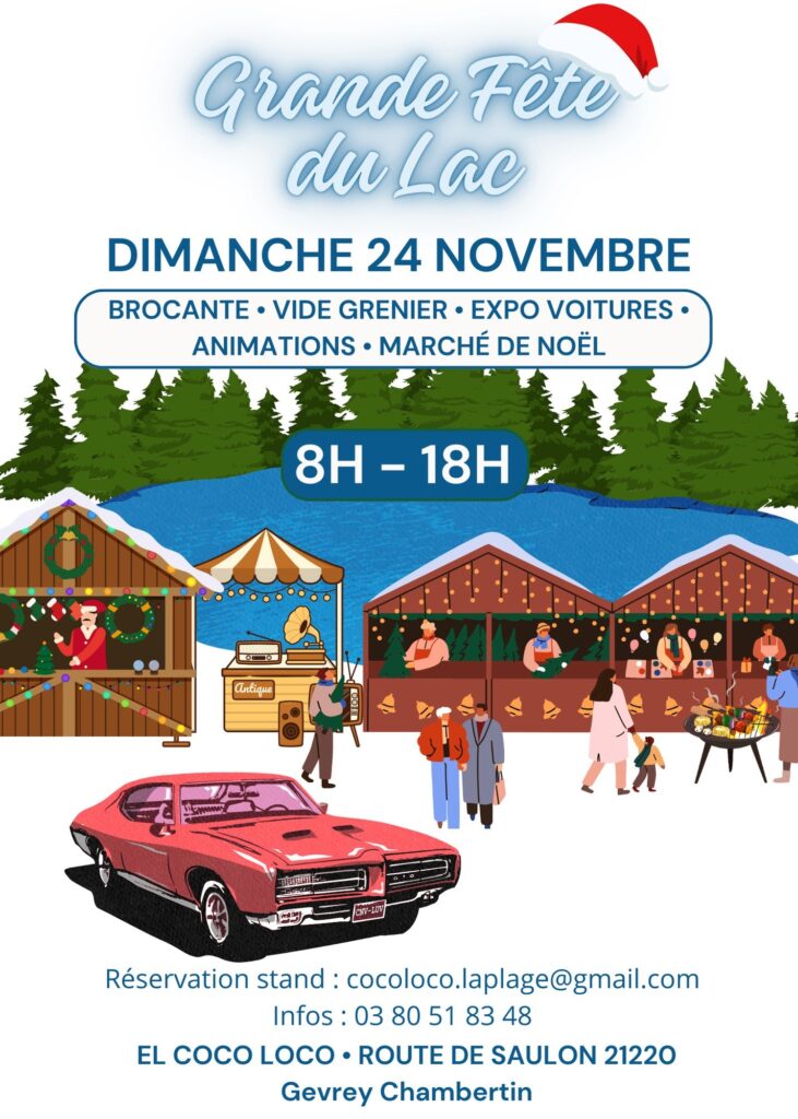 Le restaurant El Coco Loco organise La Grande Fête du Lac le 24 novembre 2024 à Gevrey-Chambertin autour de Noël.