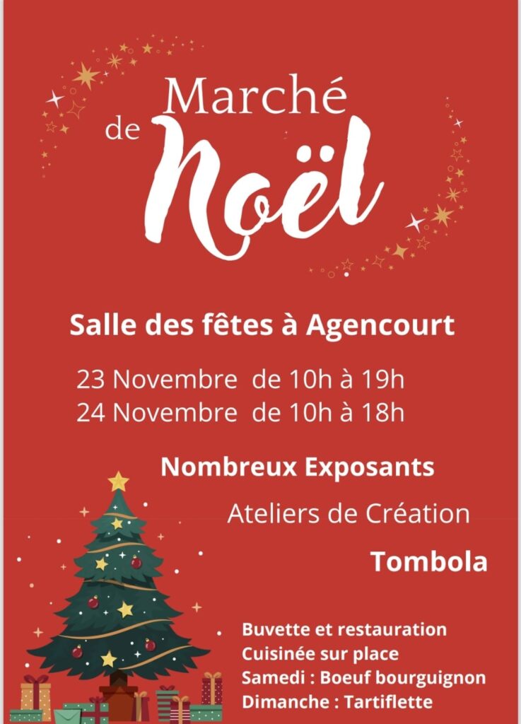 Marché de Noël à Agencourt, samedi 23 et dimanche 24 novembre.