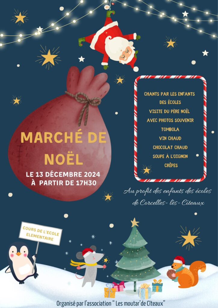 Marché de Noël organisé par les Moutar'de Cîteaux, au profit des enfants des écoles de Corcelles-lès-Cîteaux, vendredi 13 décembre.